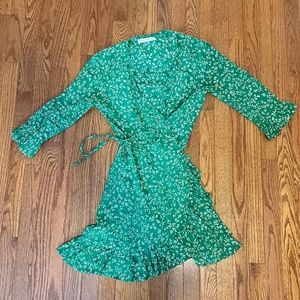 Faithfull the Brand Green Mini Wrap Dress